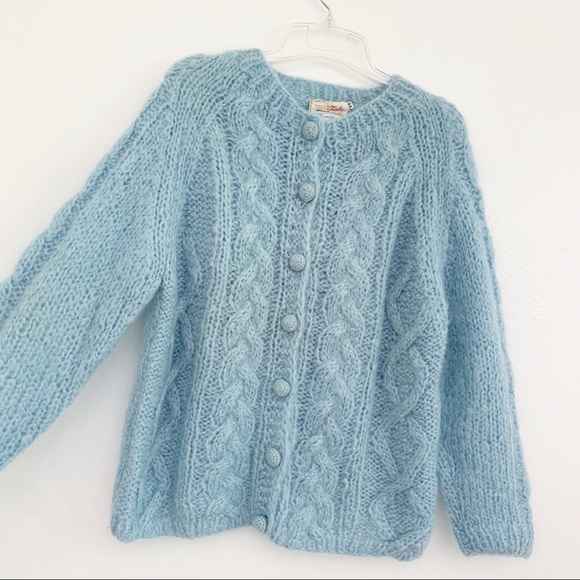 SOLD VTG Chunky Hand Knit Cardigan Sweater - Picture 3 of 7